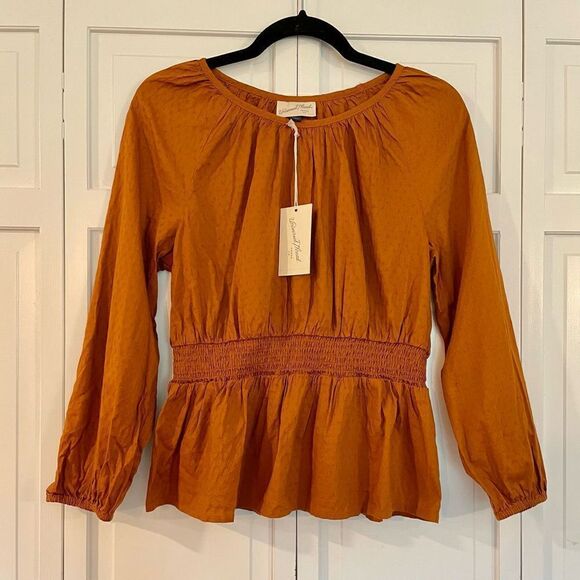 Universal threads NWT rusty orange smocked waist top small - Picture 2 of 11